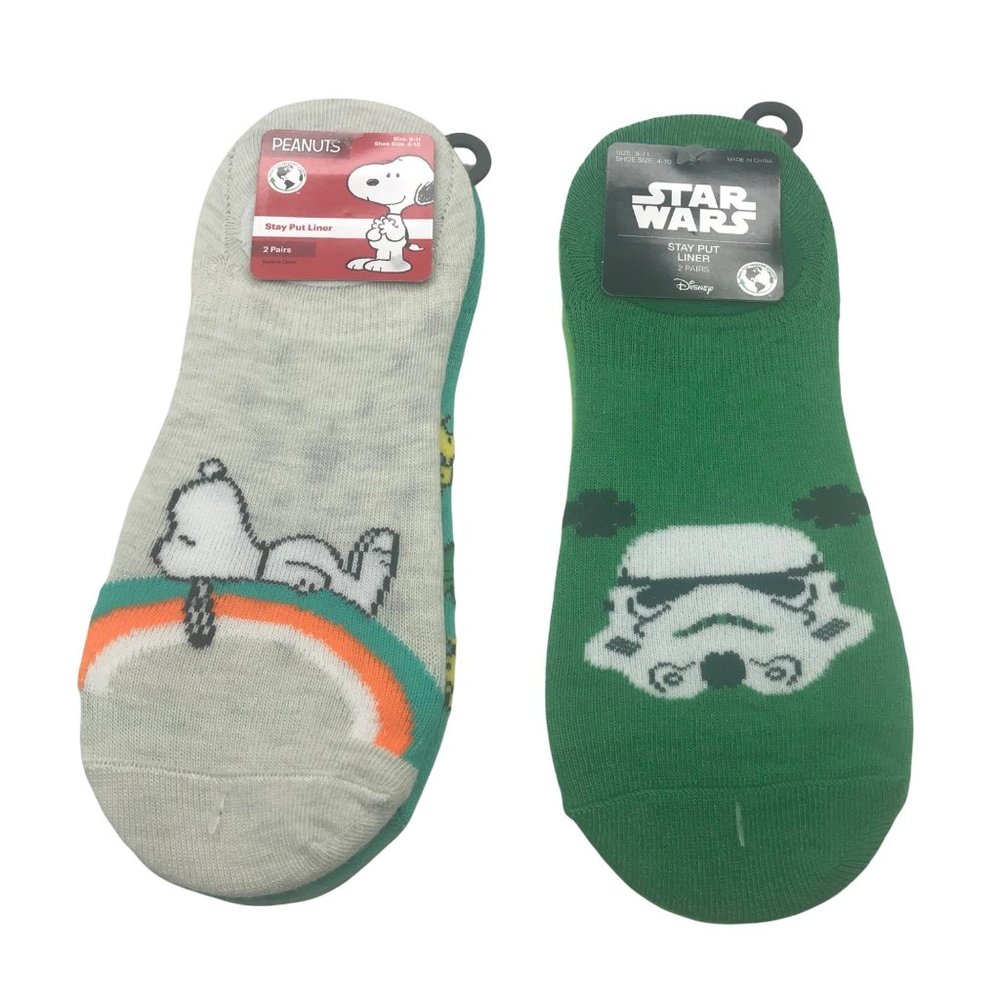 Lot of 4 St Patrick's Day Women's Stay Put Liners Star Wars And Peanuts